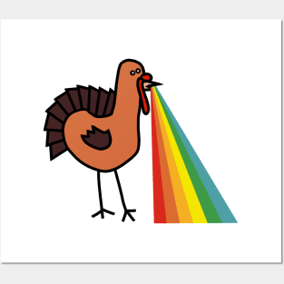 Animals with Rainbow Puke Thanksgiving Turkey Posters and Art